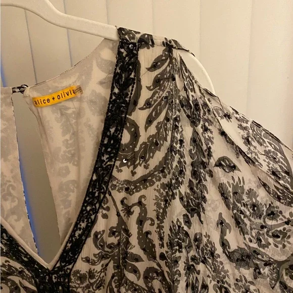 ALICE + OLIVIA Silk Paisley Beaded Dress Size S - Picture 11 of 12